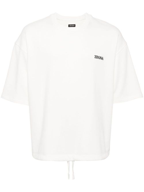 Logo-embroidered cotton-blend sweatshirt - White