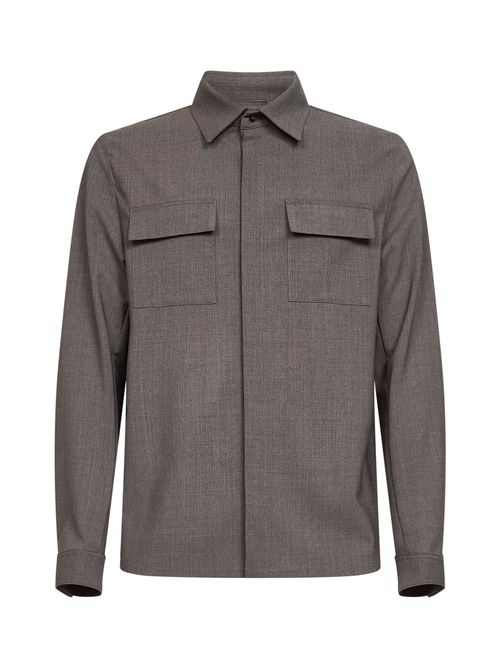 Bi-Stretch Virgin Wool Shirt — Gray
