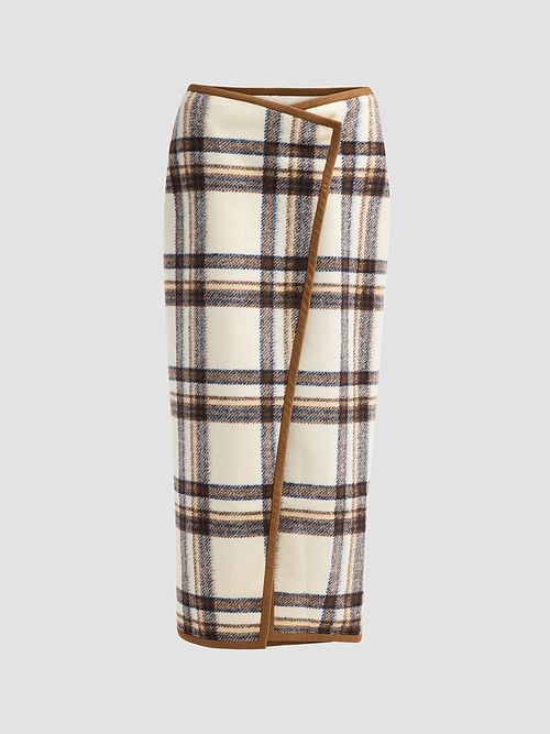 Women's Leia Plaid Wrap Maxi Skirt - Cedar Multi