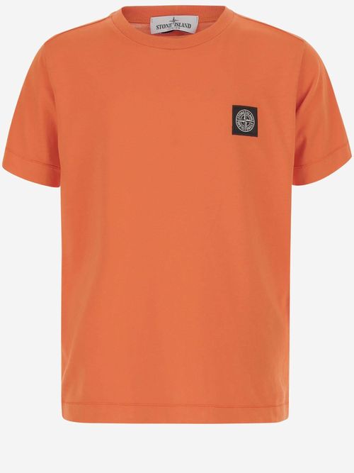 Logo-Patched Cotton T-Shirt — Orange