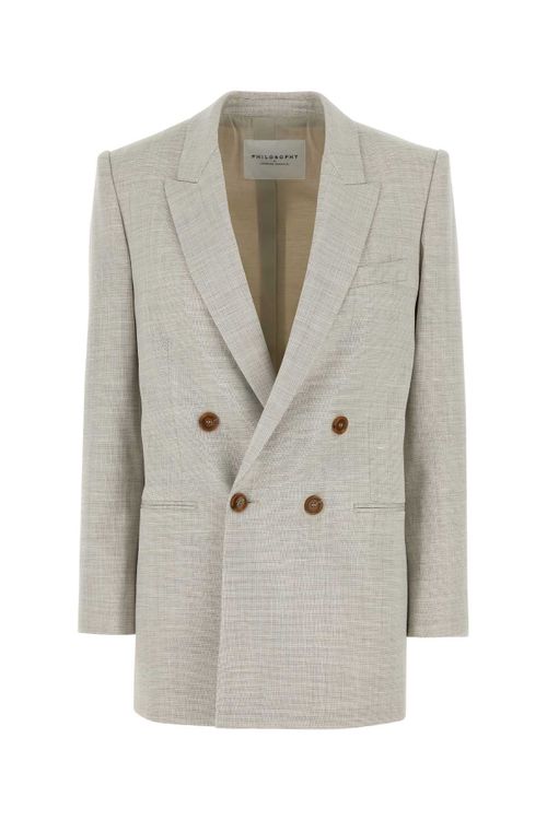 Stretch Wool Blend Blazer — Gray