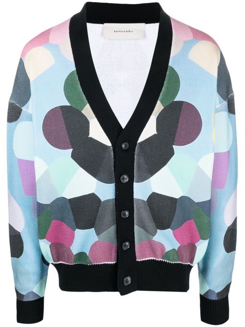 Graphic-print cotton cardigan - Black