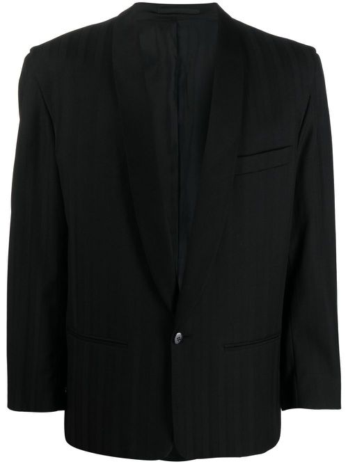 1980s tonal striped dinner jacket - Black