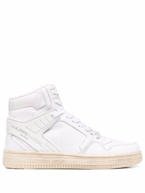 High-top leather sneakers - White