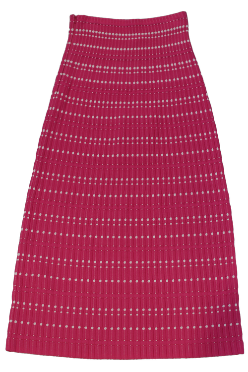 Geometric Compact-Knit Skirt — Magenta