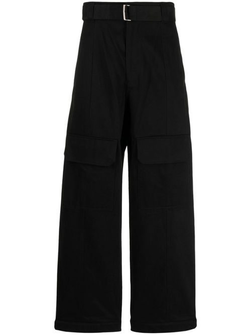 High-waist straight-leg cropped trousers - Black