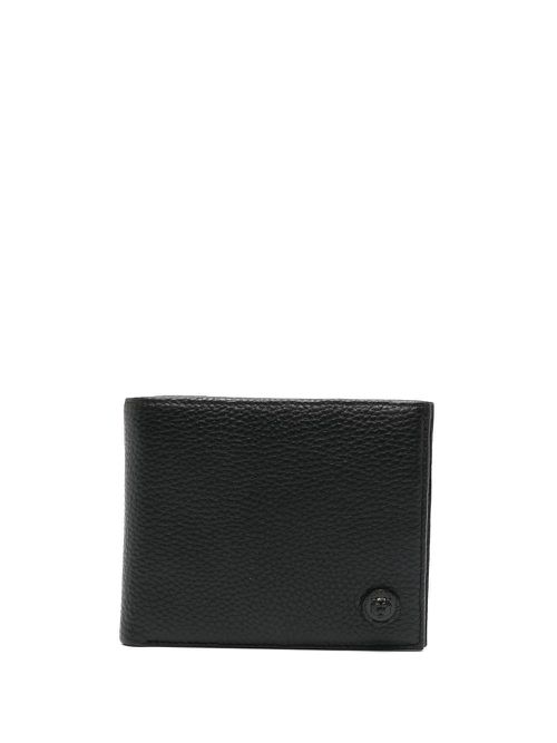 Bi-fold grained-leather wallet - Black