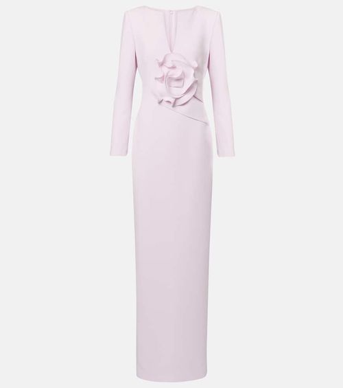 Floral-appliqué gathered gown