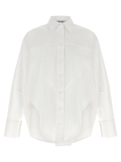 Shaped Hem Cotton Shirt — White