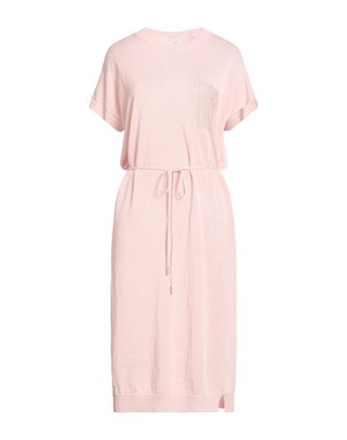 Woman Midi dress Light pink Size 6 Metallic fiber, Linen, Cotton