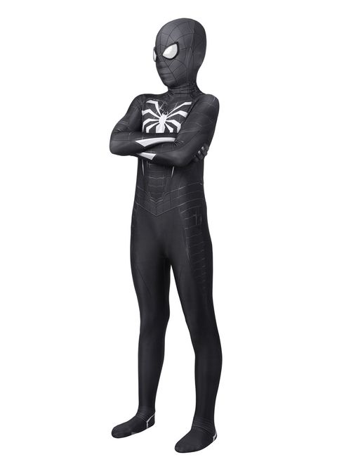 Spiderman Costume Kids Symbiote Black Suit Spider-Man In Marvel's Spider Man Miles Morales Kid Cosplay Costume