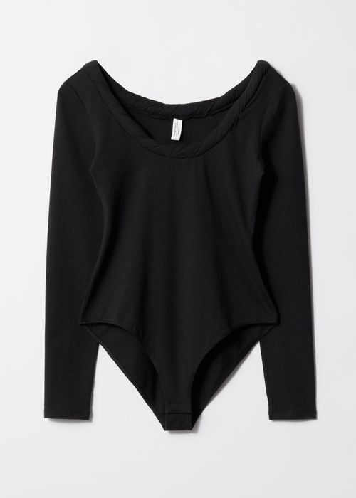 Twisted Neckline Bodysuit - Black