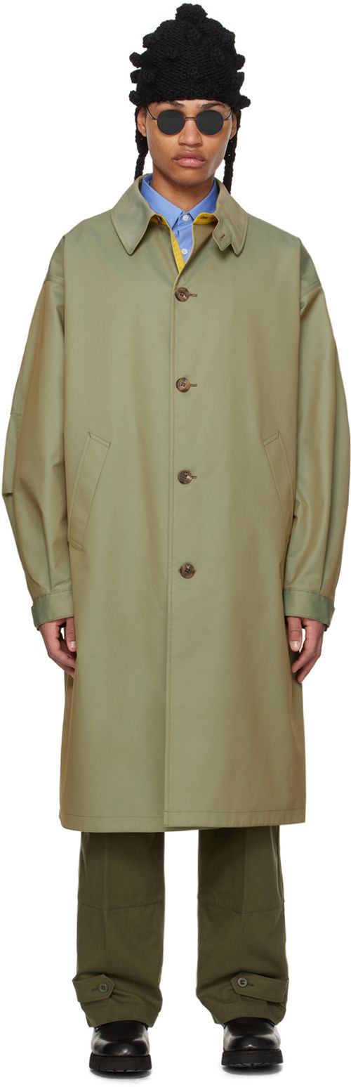 Comme des Garçons Homme Khaki Spread Collar Trench Coat