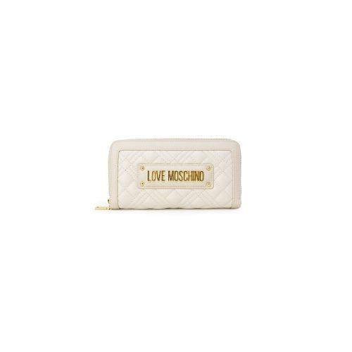 Quilted Polyurethane Wallet — Beige