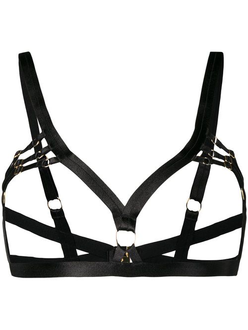 Satin open bra - Black
