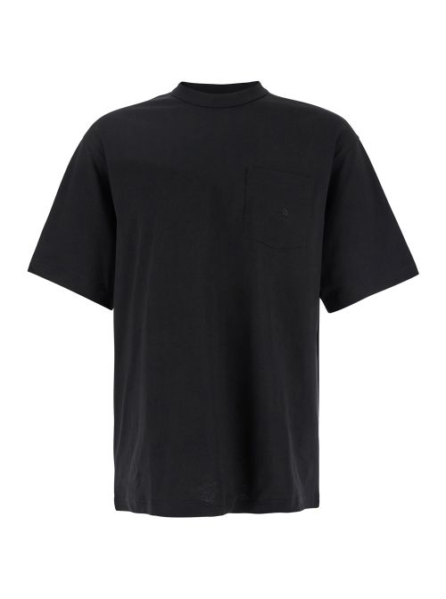 Black T-shirt With Tone-on-tone Logo Embroidered On The Chest In Cotton Man