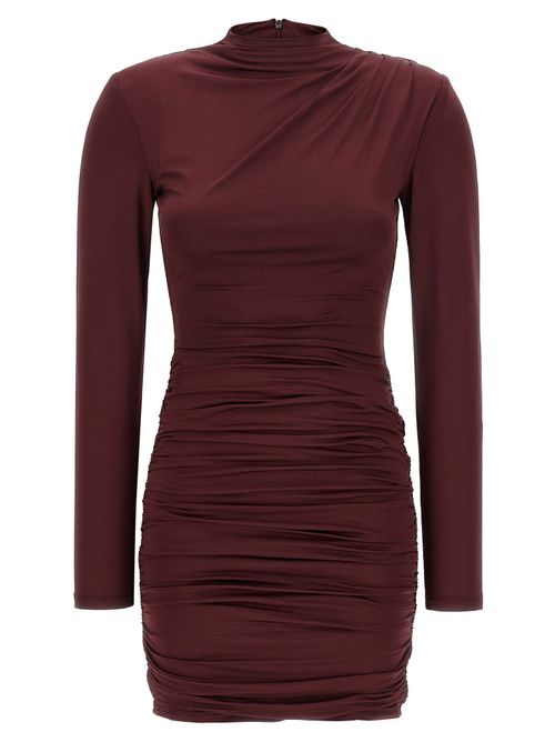 Draped Minidress Dress — Burgundy