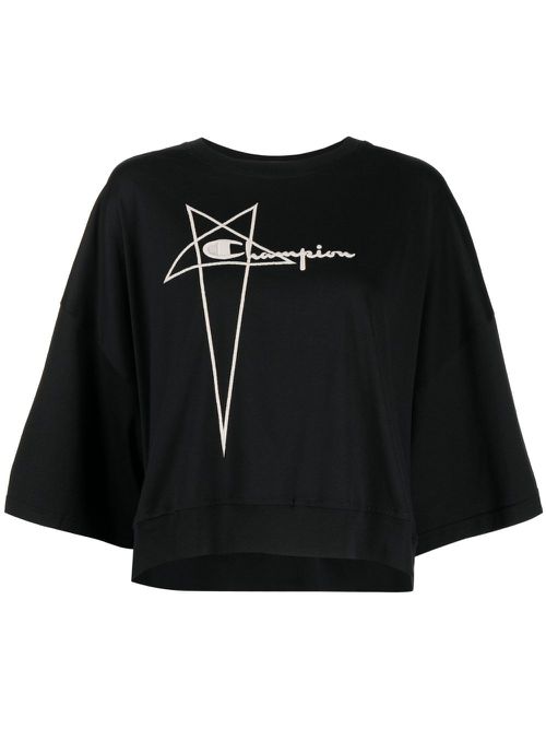 Logo-embroidered cotton T-shirt - Black