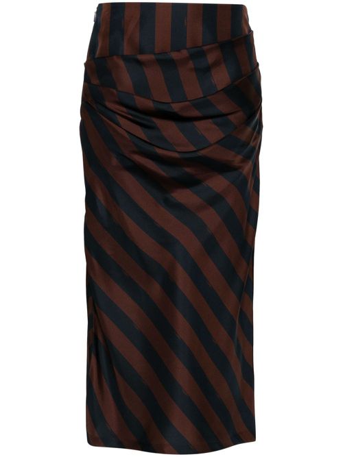 Pequin-stripe midi skirt - Blue