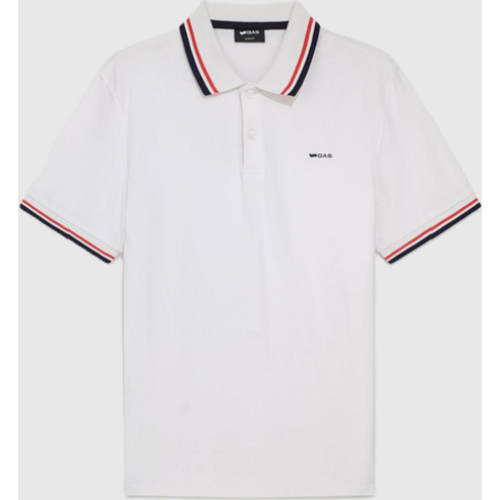 Polo with contrast lines man white