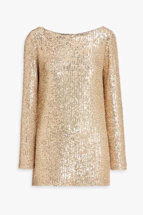 Sequined stretch-tulle top - Metallic - S