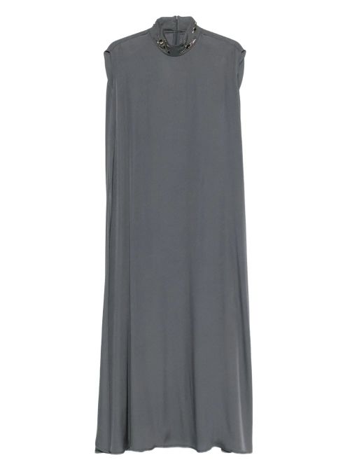 Embellished High-Neck Dress — Grey