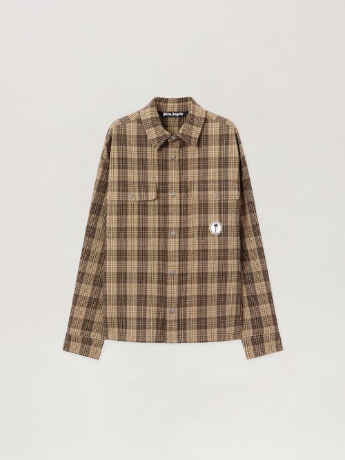 Tree Logo Check Loose Overshirt Man  Brown Off White