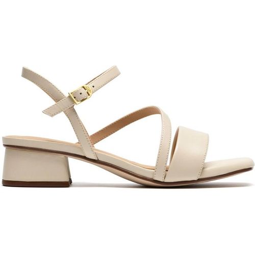 Clarks Women's Serina35 Strap Cream Leather Heeled Sandals | : 6/Standard Fit