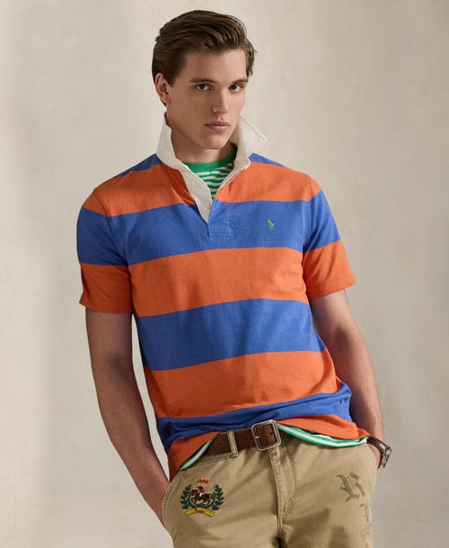 Men's Short-Sleeve Rugby Polo Shirt - Solar Sky/Modern Royal