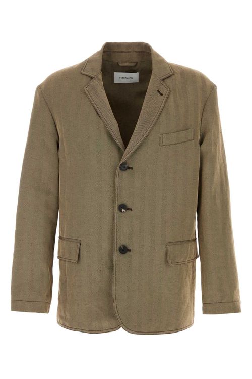 Linen Blend Blazer — Beige