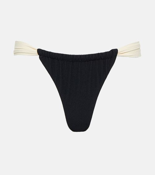 Faux-suede high-leg bikini bottoms