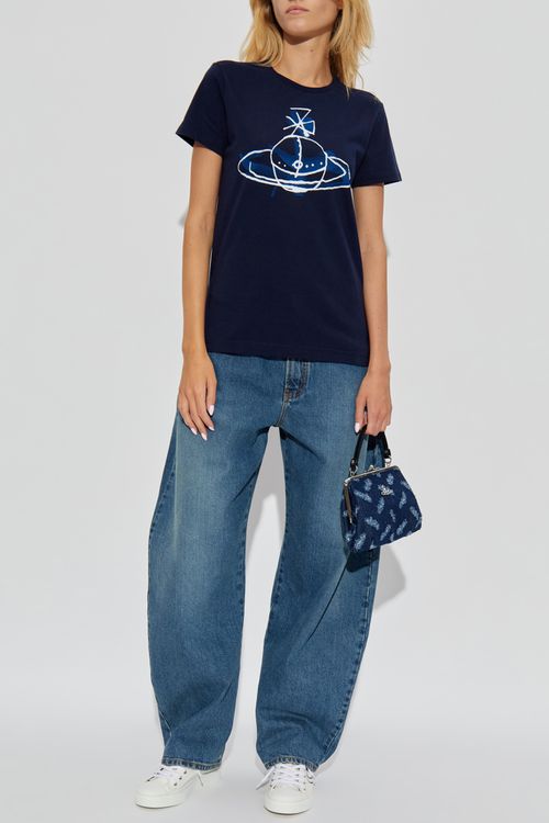 T-shirt With Logo, Women's, Navy Blue
