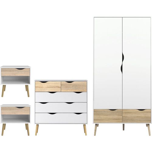 Oslo 4 Piece Bedroom Set White & Oak