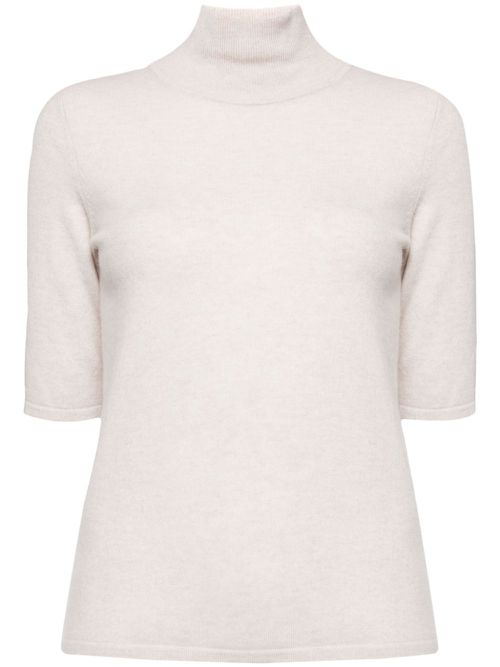 Mock-neck knitted top - Neutrals
