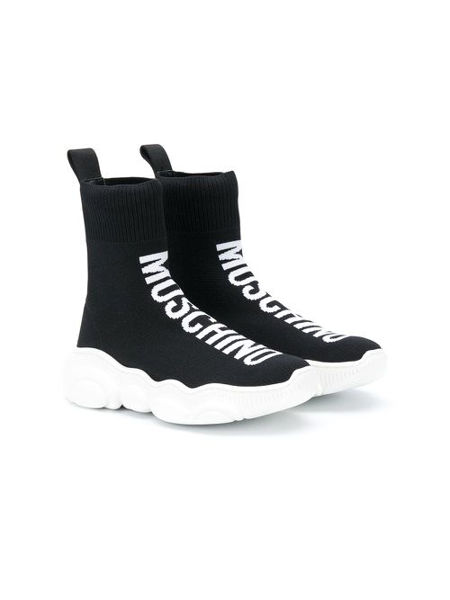 Logo print sock trainers - Black