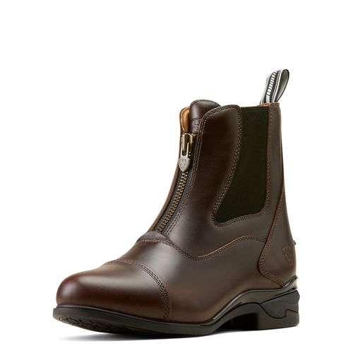 Women's Devon Zip Paddock Boots in Waxed Chocolate, B Medium Width