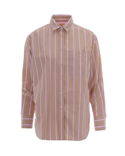 Striped Poplin Shirt — Pink