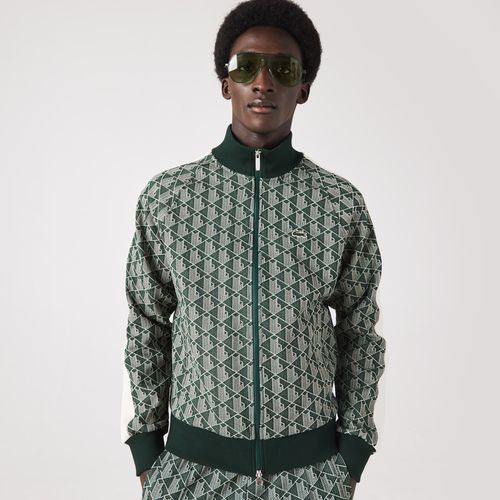 Men's Regular Fit Monogram Print Zip Sweatshirt