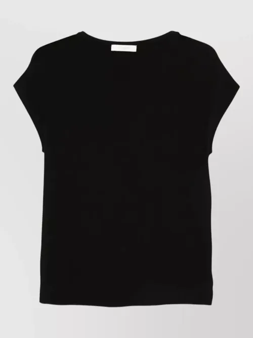Zanone - cotton crepe blouse cap sleeves crew neck