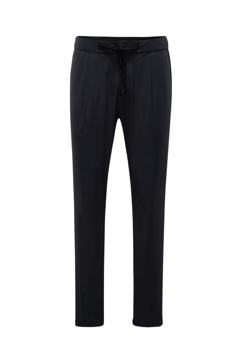 Drawstring Nylon-Elastane Joggers — Black