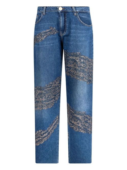 Rhinestone-embellished jeans - Blue