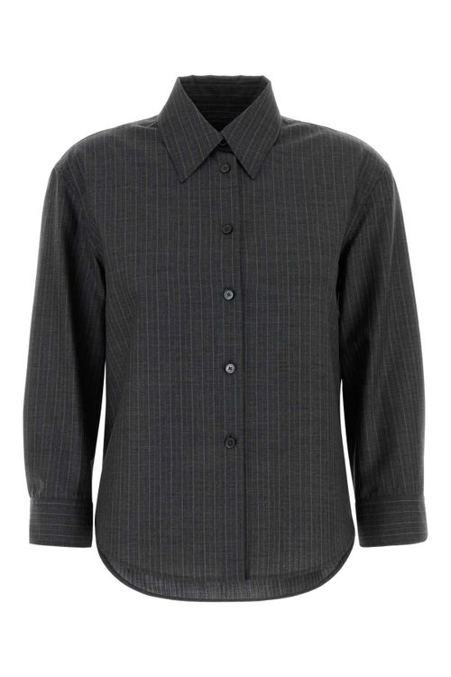 Virgin Wool Pinstriped Shirt — Gray