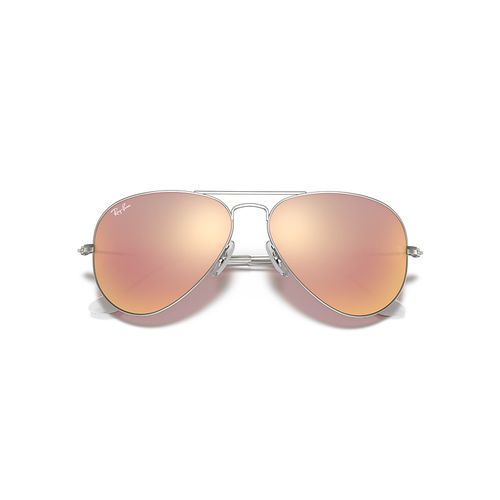 Ray-Ban Aviator Flash Lenses Sunglasses Silver Frame Copper Lenses 55-14