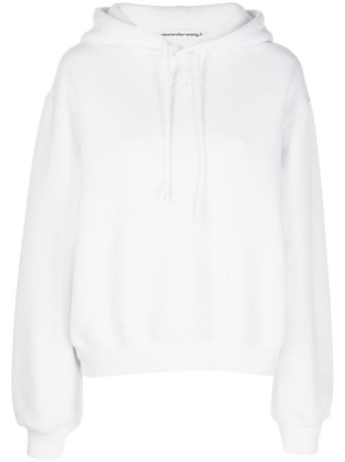 Rubberised logo cotton hoodie