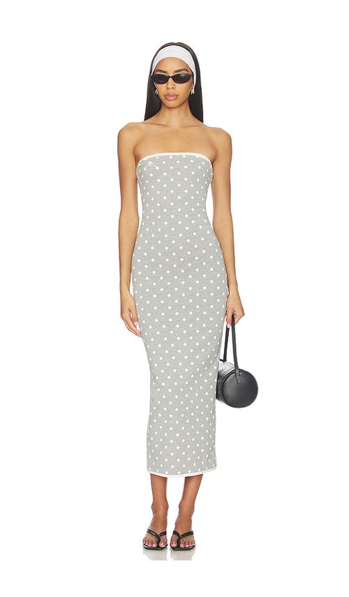 Rowen Rose Polka Dots Bustier Dress in Light Grey. 42. Also