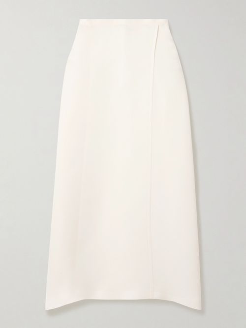 Mila Wrap-effect Silk-gazar Maxi Skirt - White