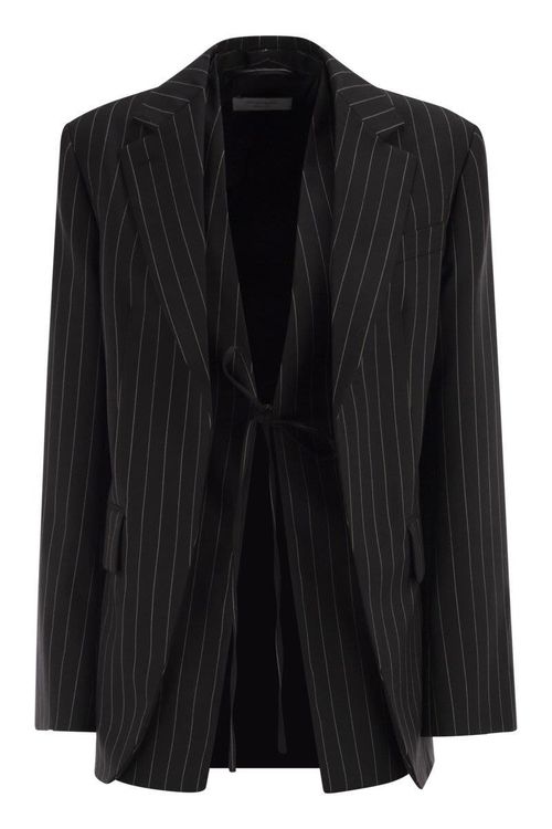 Spxdivina - Tailored Blazer In Pinstriped Gabardine