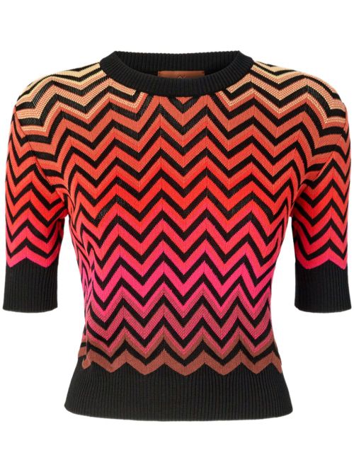 Chevron-pattern T-shirt - Black