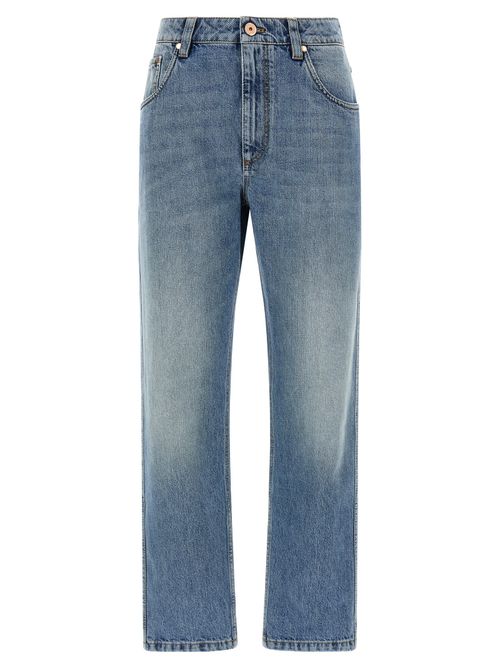 Straight-Leg Cotton Jeans — Blue