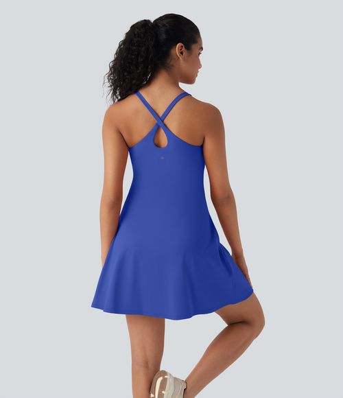 SoftlyZero™ Plush Active Dress-Longer Length-Easy Peezy Edition DD-F Cups Workout Dress - Lotus Blue